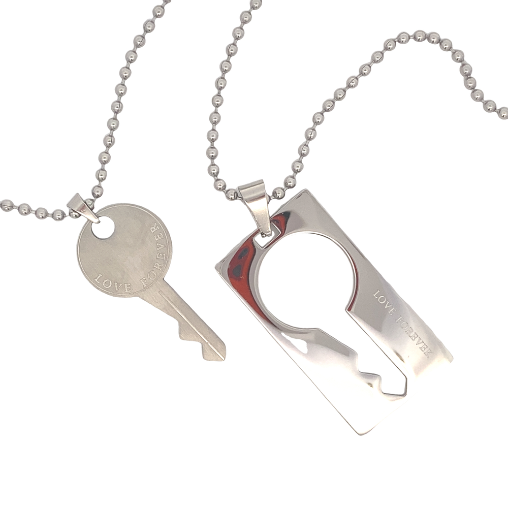 Nicholas Couple Key Stainless Steel Pendant Necklace | SilverWorks