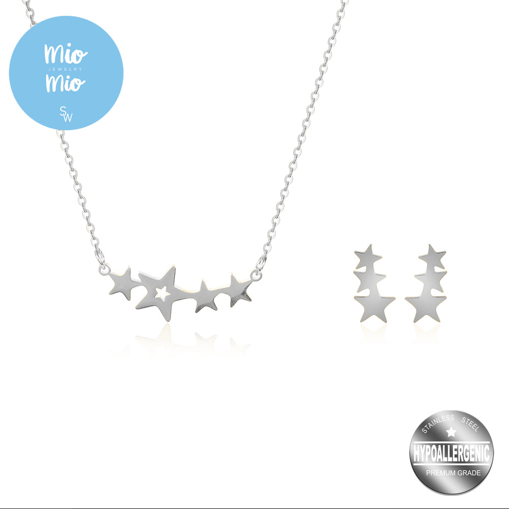 Mio Mio by Silverworks Shooting Star Earrings and Necklace Set - Fashion Accessory for Women