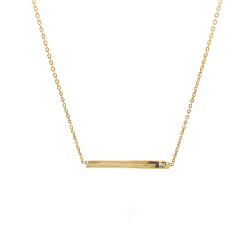 N5047 18INCH BAR W/ 1 CZ, Y.GOLD CHAIN SN 2.31G