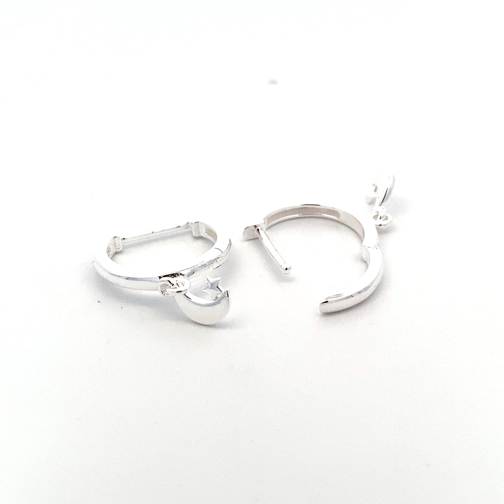 Lucinda Star & Moon 925 Sterling Silver Hoop Earrings | SilverWorks