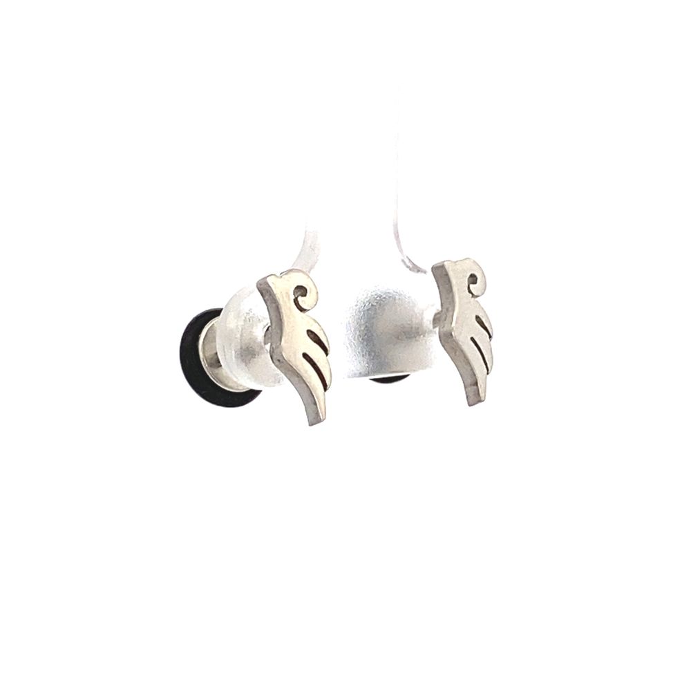 Wing Faux Tunnel Stainless Steel Stud Earrings | SilverWorks