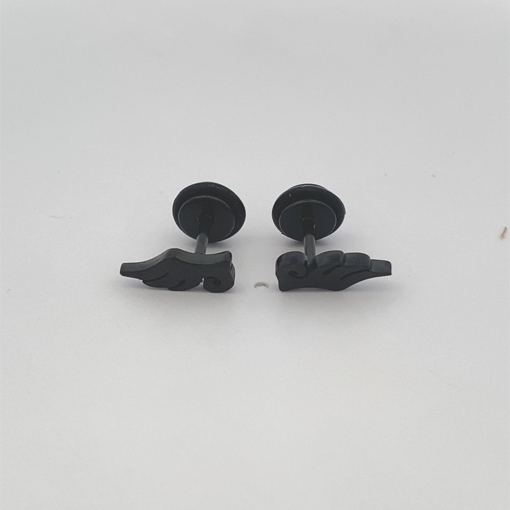 
                      
                        Black Wing Faux Tunnel Stainless Steel Stud Earrings | SilverWorks
                      
                    