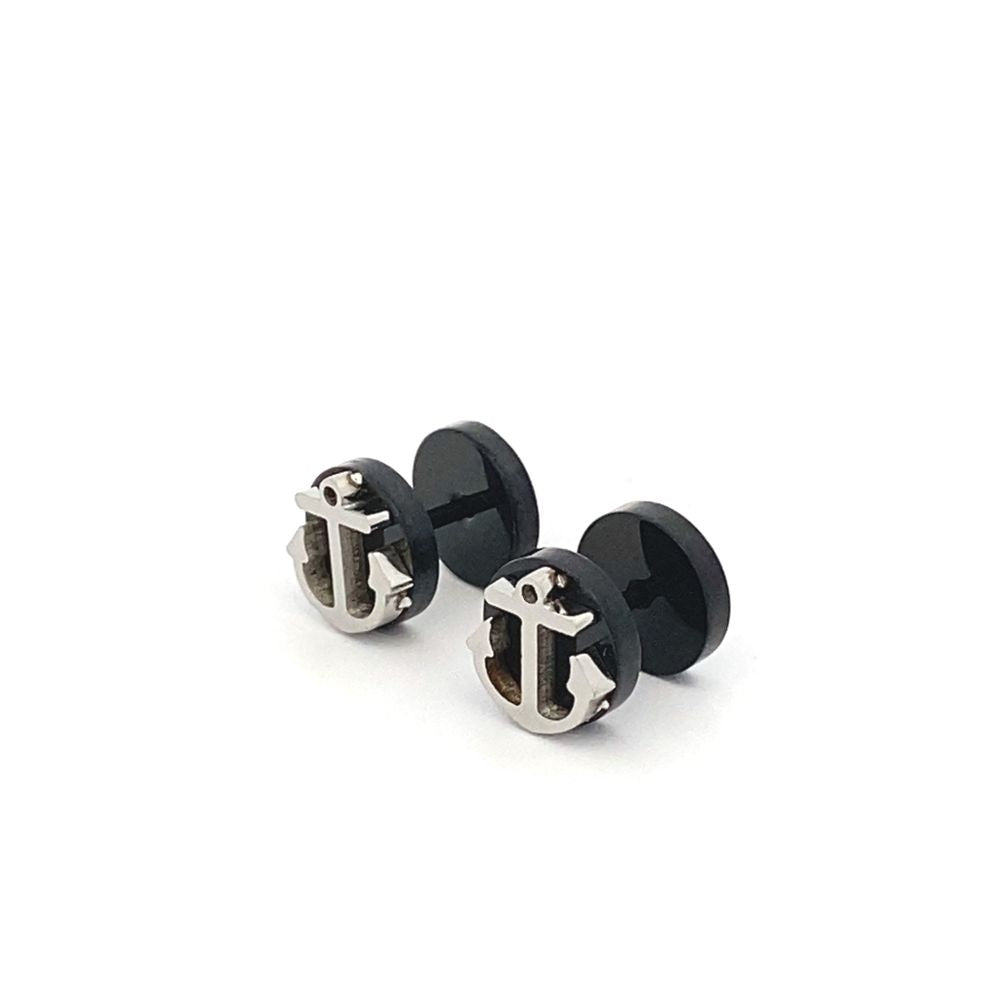 Anchor Faux Tunnel Stainless Steel Stud Earrings | SilverWorks