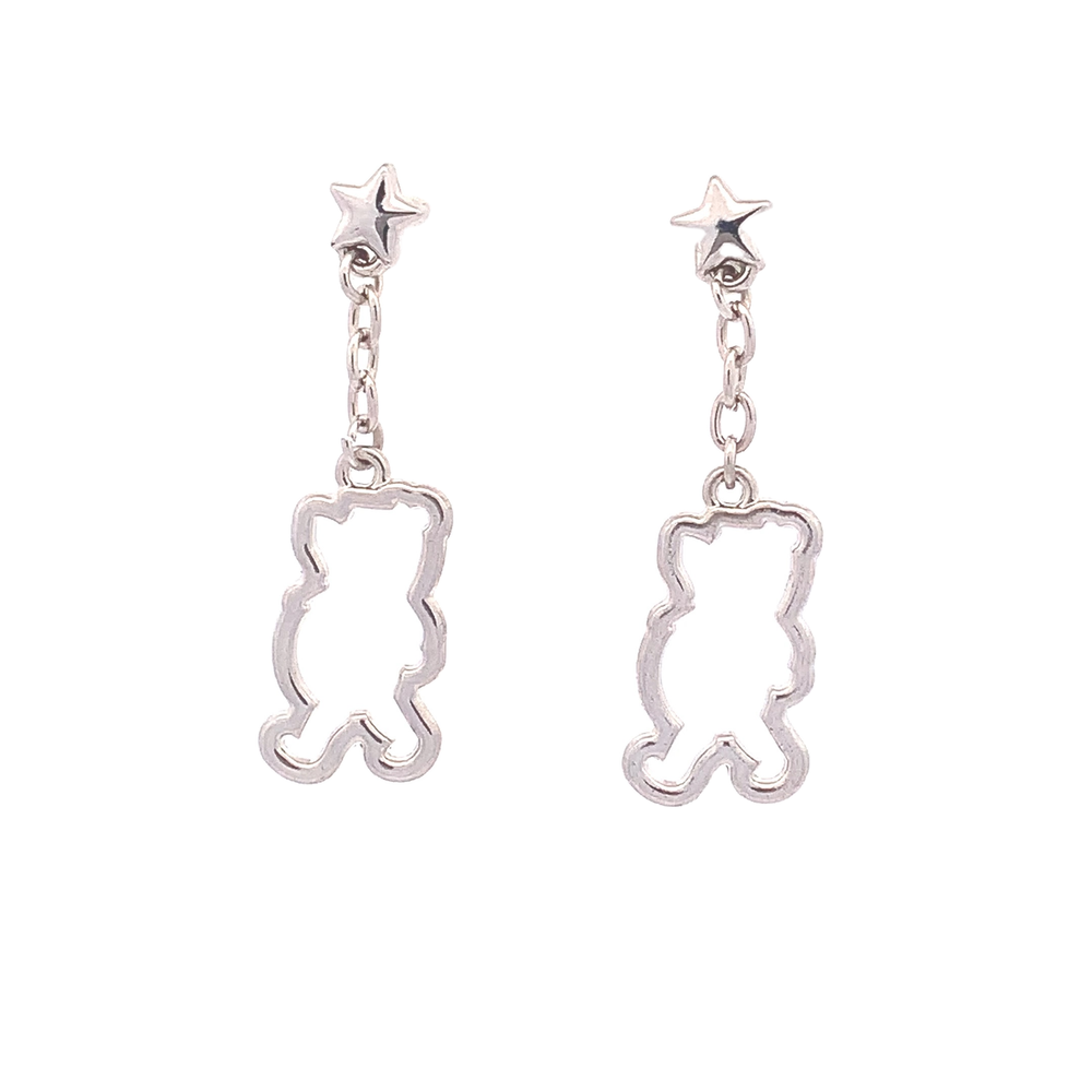 Winnie Bear 925 Sterling Silver Stud Drop Earrings | SilverWorks