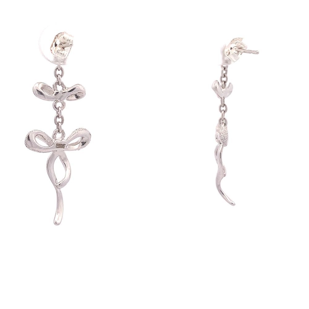 CE019 2 DROP RIBBON STUD SILVER EARRING