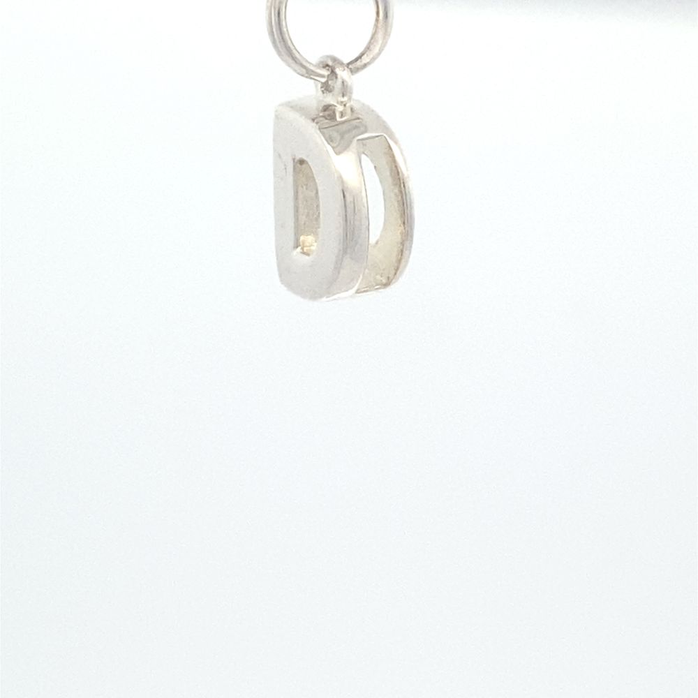 Letter D Plain 925 Sterling Silver Personalized Initial Letter Charm | SilverWorks