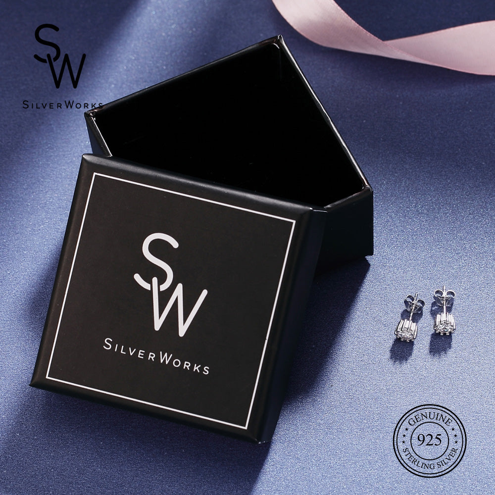 
                      
                        Thalia Round 4mm 925 Sterling Silver Stud Earrings| SilverWorks
                      
                    