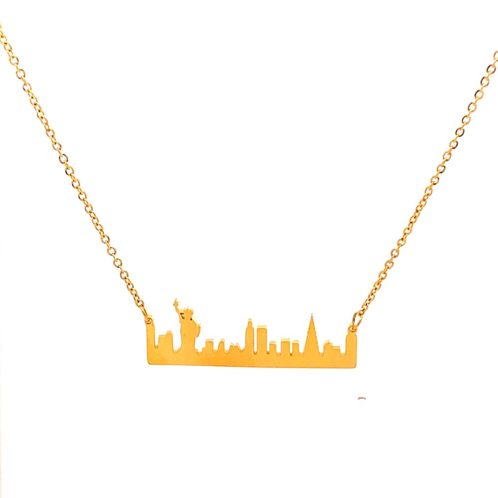 Yen New York City Silhouette Stainless Steel Pendant Necklace | SilverWorks