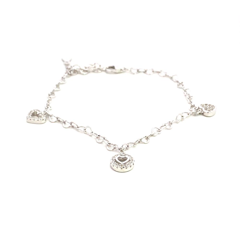 Heart Chain Drop Heart, Halo Cutout Heart Bracelet For Women B5052