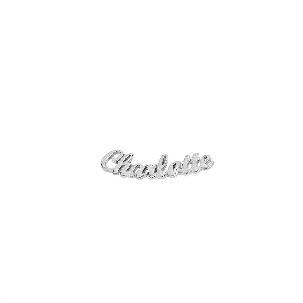 Soft Script Curved Personalized Name Earrings | SilverWorks