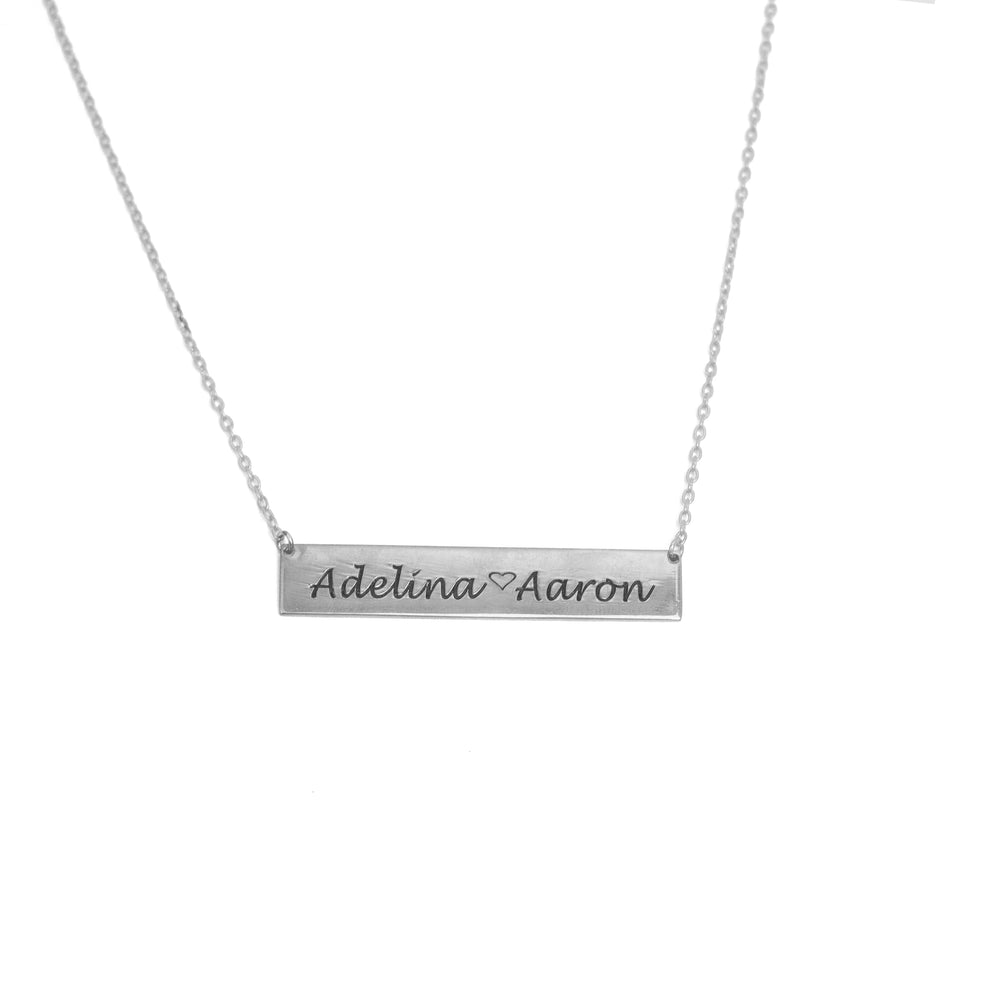 Calligraphy Script Horizontal Bar Personalized Name Necklace | SilverWorks