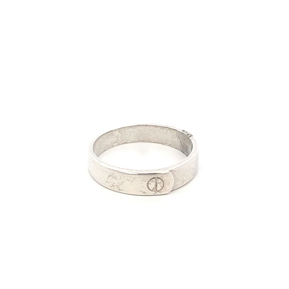 Saul Single Screw 925 Sterling Silver Wedding Band Ring | SilverWorks