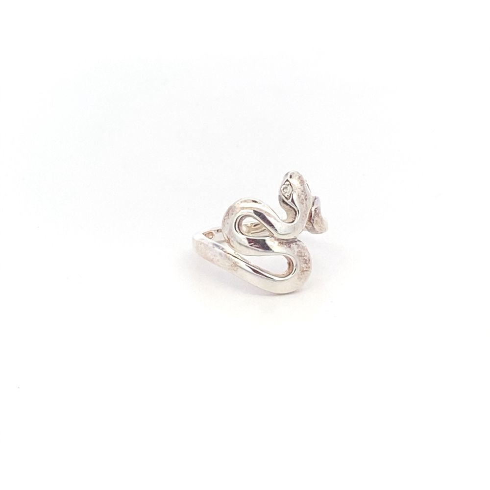 SNAKE DESIGN RING WITH CZ EYES