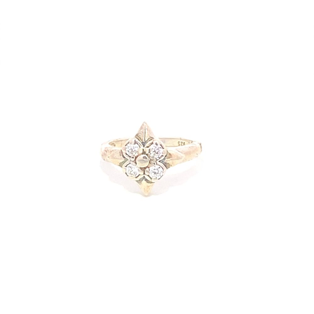 Flower Design Ring with 4 Cubic Zirconia R59165