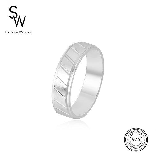 
                      
                        Silverworks Sandblasted Band with Slant Band Ring R5447
                      
                    