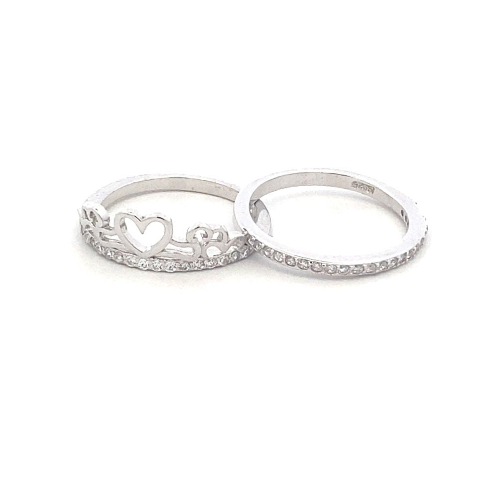 R62055 2IN1 CZ HRT CROWN RING 3G