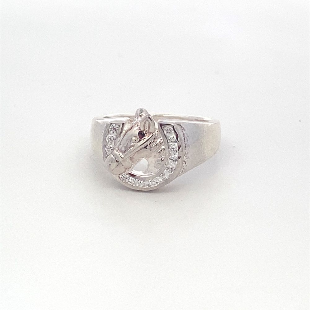 R62477 HORSESHOE RING W/ CZ