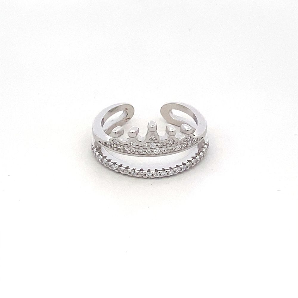 Veronica 925 Sterling Silver Adjustable Crown Ring | SilverWorks