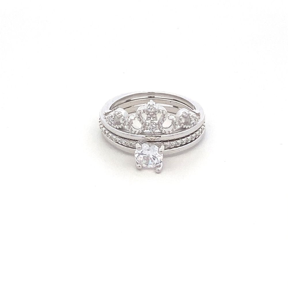 R63225 2 IN 1 CROWN RING W/CZ 4.3G