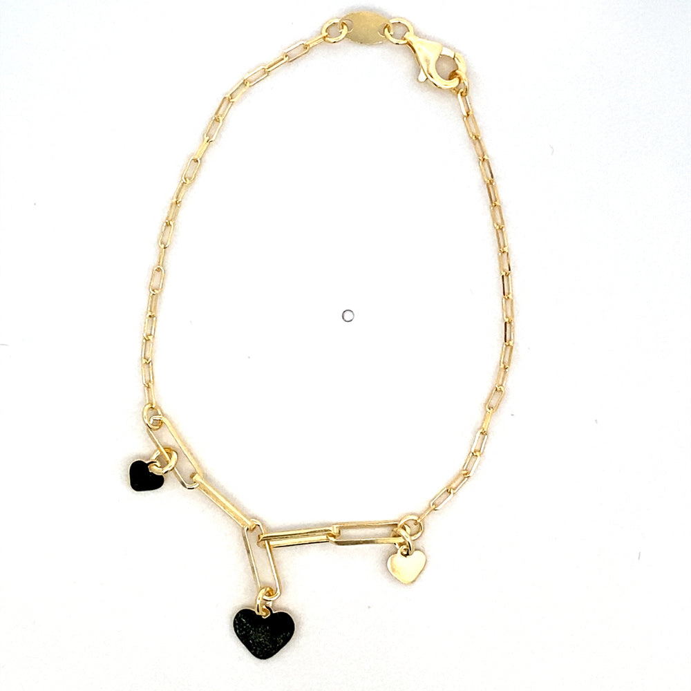 Flora Black-Heart Silver Bracelet