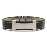 Mio Mio by Silverworks Bar in Black Leather Bracelet - Fashion Accessory for Women X1616