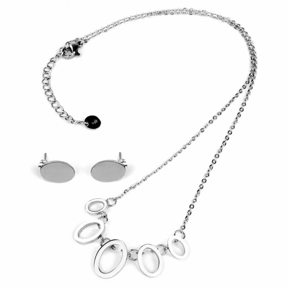 Silverworks X3559 Oval Necklace and Earrings Set