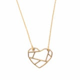 Silverworks X3656 18K Gold Plated Origami Heart Design Necklace