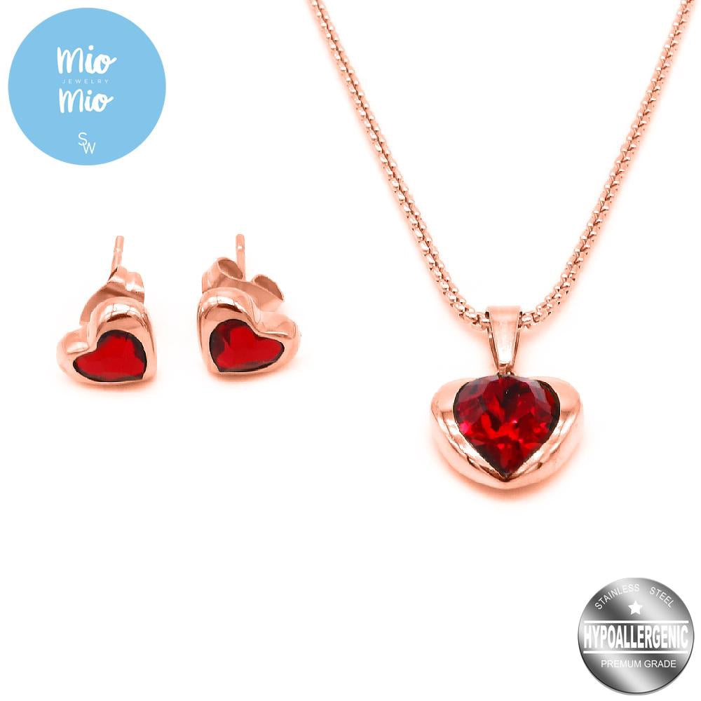 Heart Design Swarovski Stainless Steel Hypoallergenic Jewelry Set Philippines | Silverworks