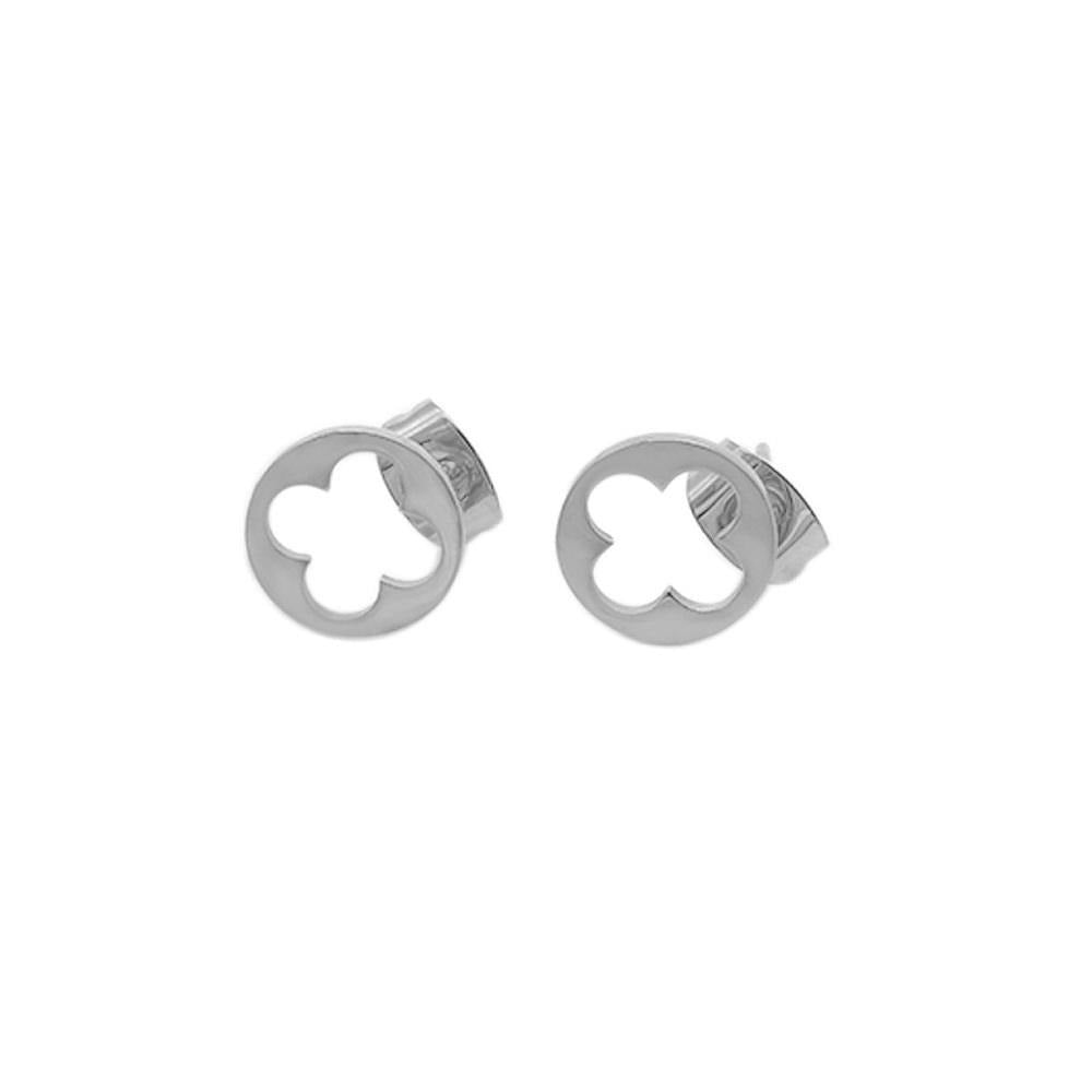 Sara Open Clover Stainless Steel Stud Earrings | SilverWorks