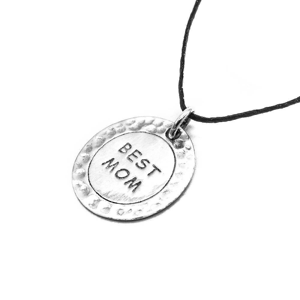 Round Plate Pendant with Best Mom Engrave Hemp 925 Sterling Silver Necklace Philippines | Silverworks