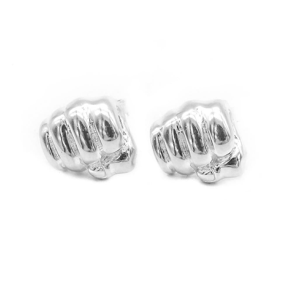 Jed Hand Fist 925 Sterling Silver Stud Earrings | Silverworks