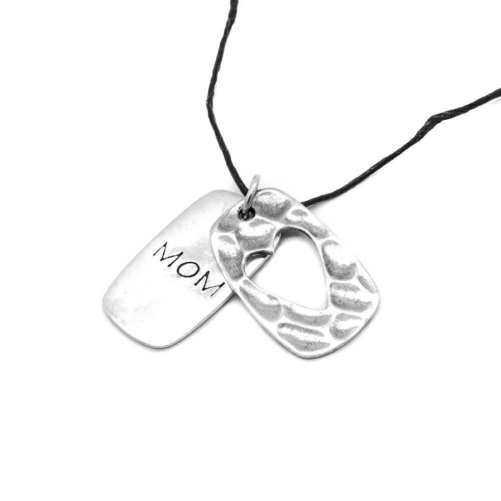 2-in-1 Pendant with Mom and Cut Out Heart in Hemp Silver Necklace Philippines | Silverworks