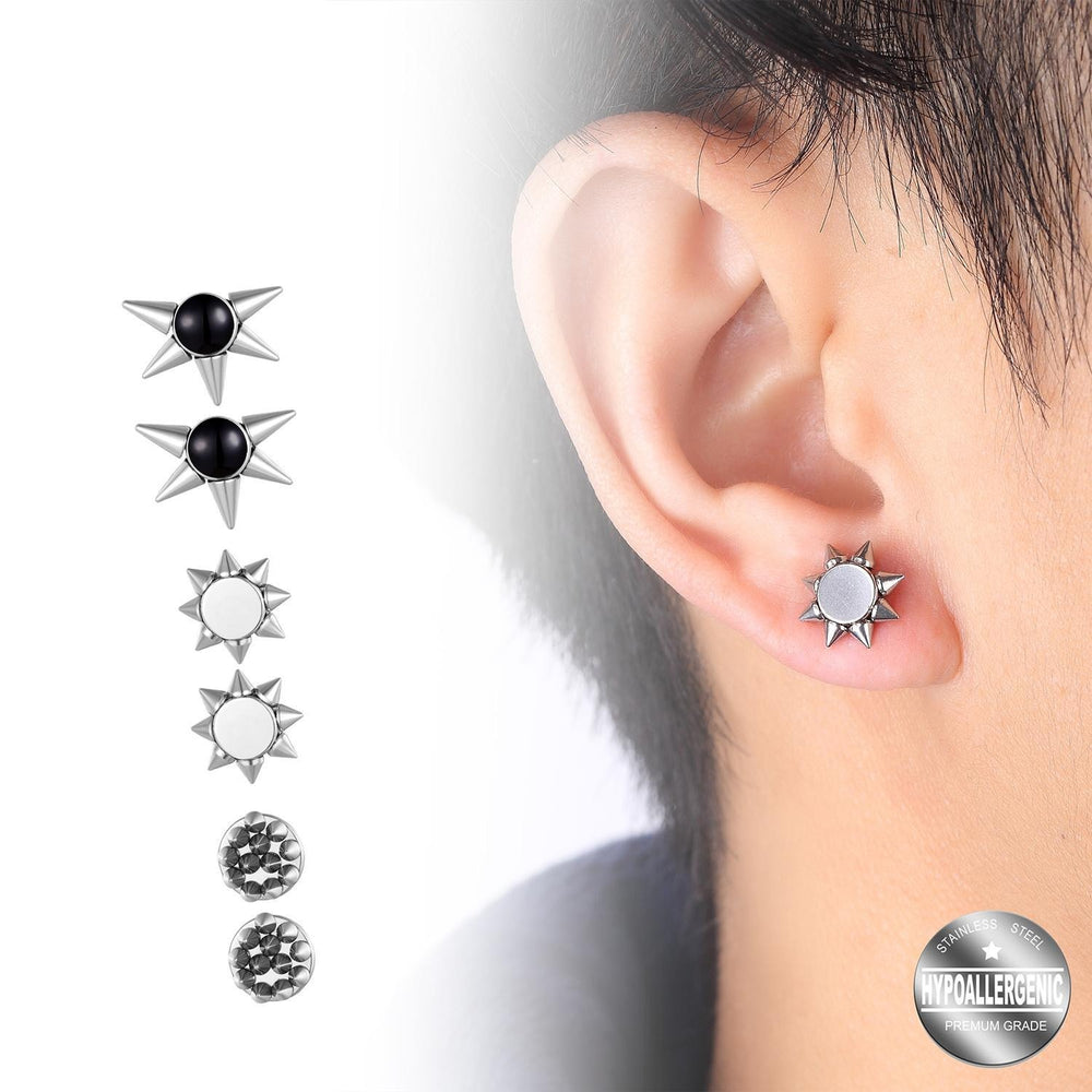 Sky Spike Stainless Steel Stud Earring Set | SilverWorks