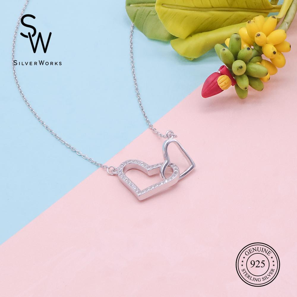 Linked Hearts 925 Sterling Silver Necklace Philippines | Silverworks