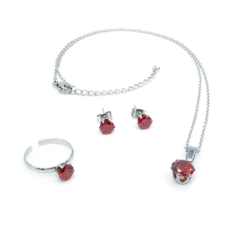 Siam Birthstone Stainless Steel Hypoallergenic Jewelry Set Philippines | Silverworks