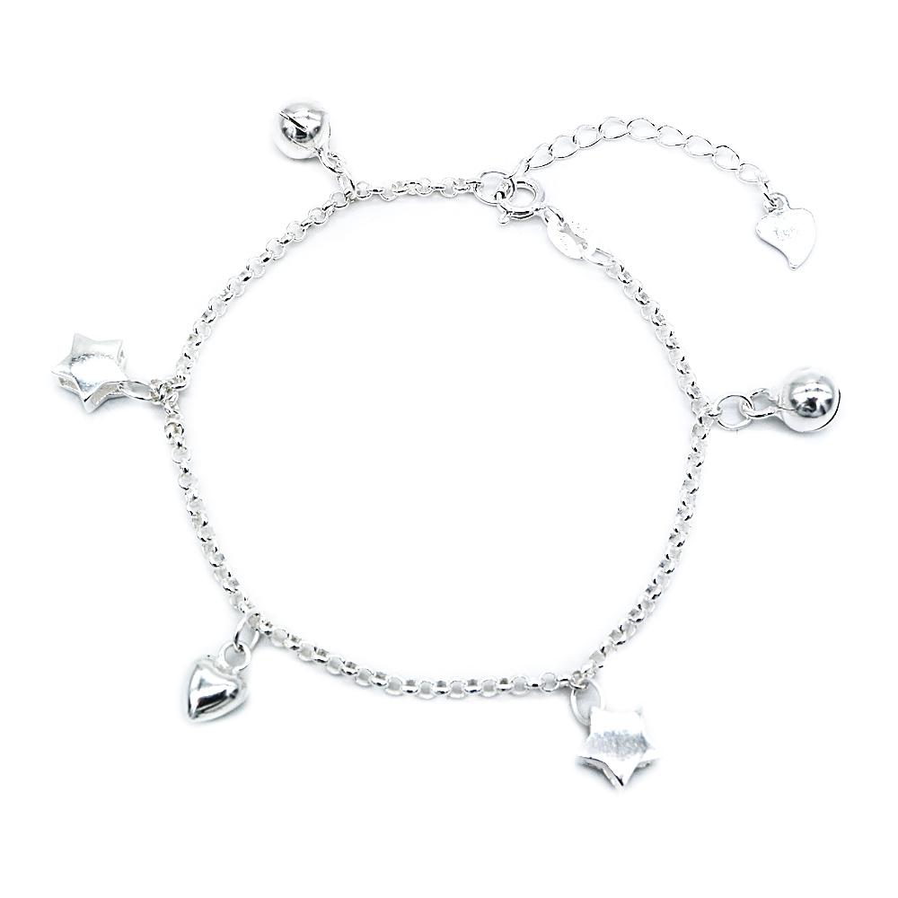 Stars and Puff Heart in Rolo Chain 925 Sterling Silver Bracelet Philippines | Silverworks