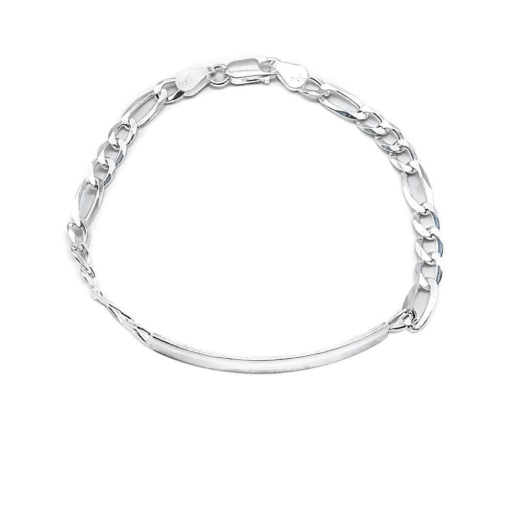 Chen ID Bar with Figaro Chain 925 Sterling Silver Bracelet Philippines | Silverworks