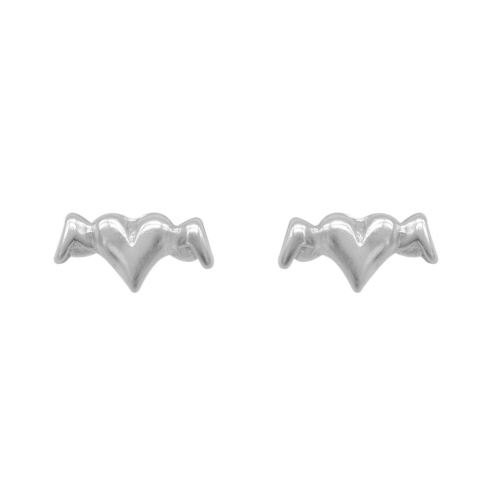 Maddox Heart Wings 925 Sterling Silver Stud Earrings | SilverWorks