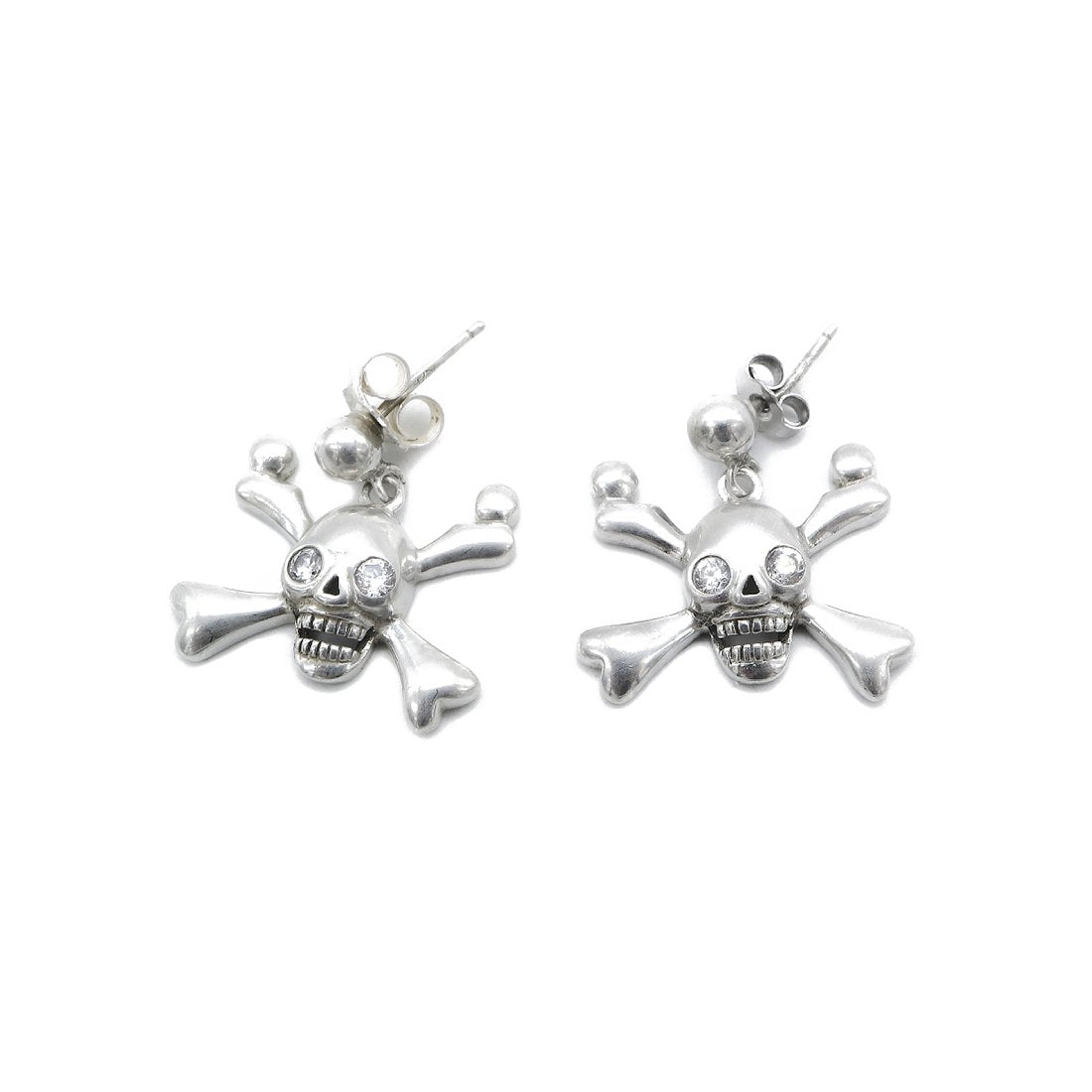 Sloan Skull 925 Sterling Silver Dangling Earrings | SilverWorks