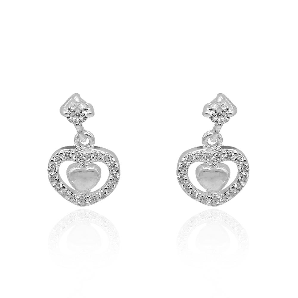 Marisol Silver Stud with Dangling Zirconian Heart 925 Sterling Silver Earrings Philippines | Silverworks