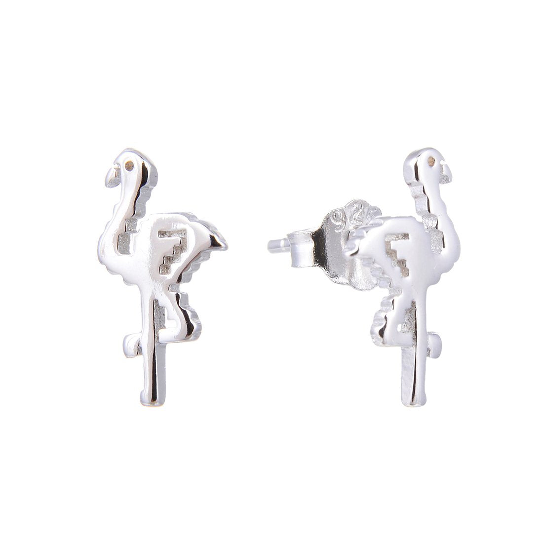 Maggi Pixelated Flamingo 925 Sterling Silver Stud Earring | SilverWorks