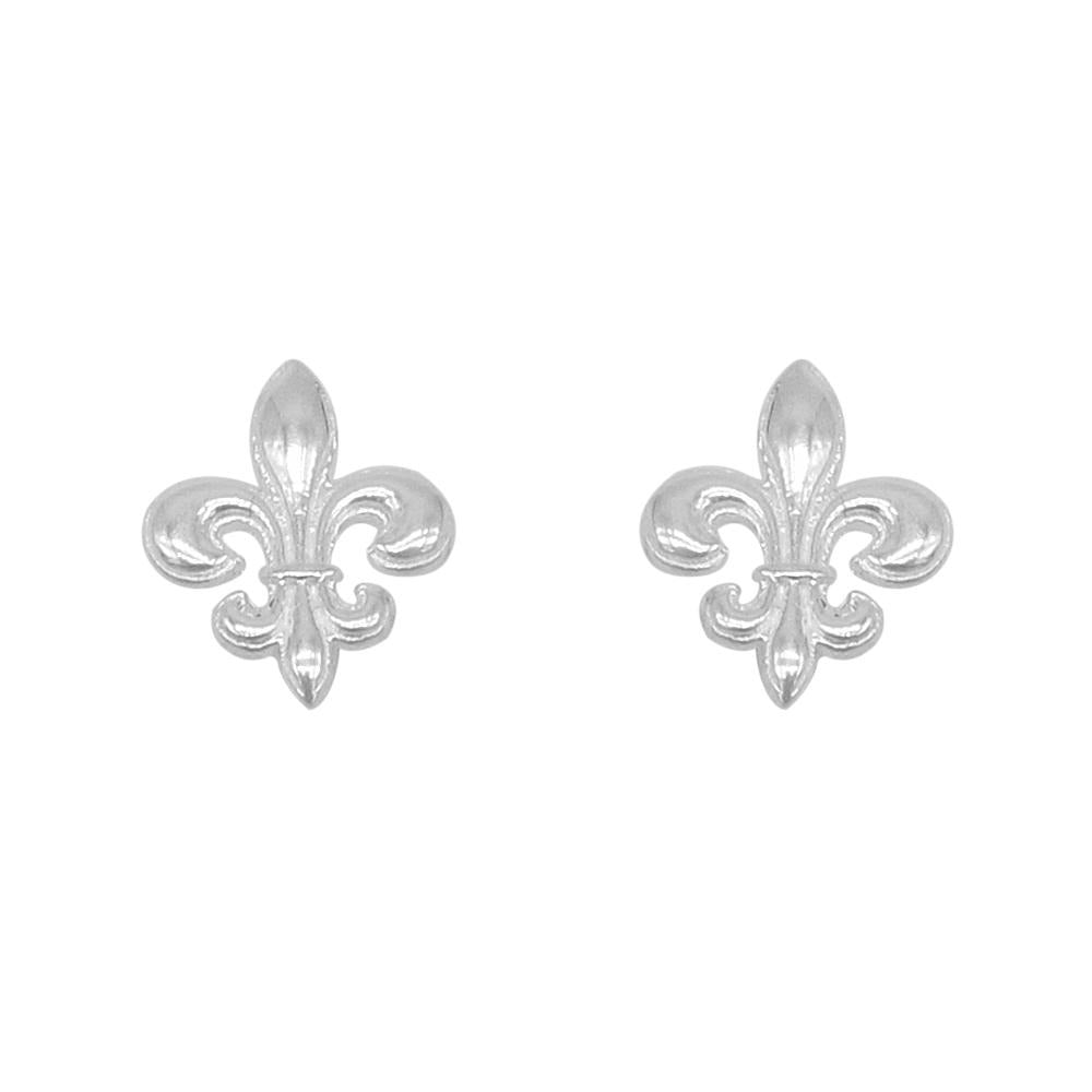 Ivy Fleur De Lis 925 Sterling Silver Stud Earrings | SilverWorks