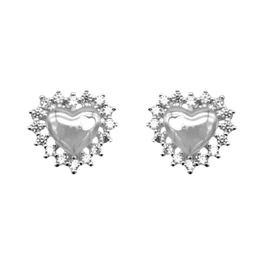 Holly Heart 925 Sterling Silver Stud Earrings | SilverWorks