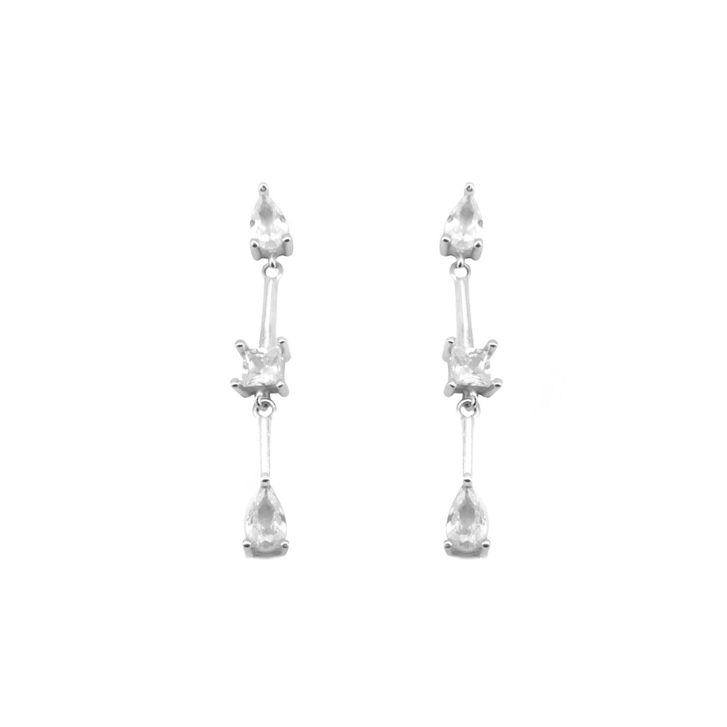 Tamia 4 Prong 925 Sterling Silver Dangling Earrings | SilverWorks