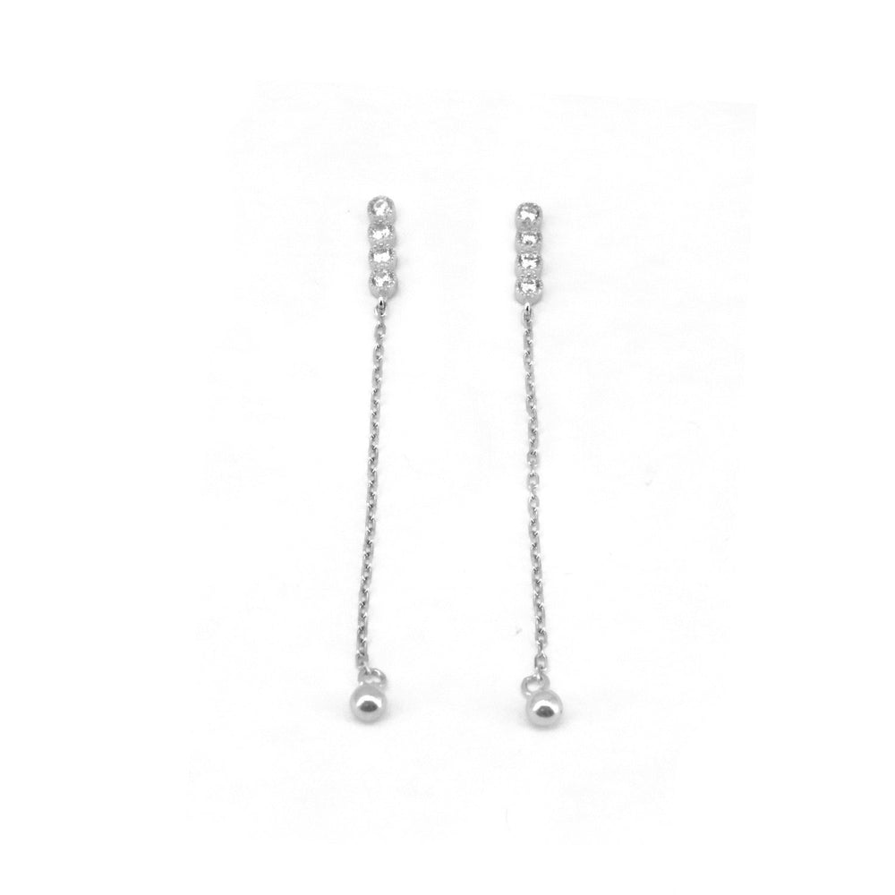 Sasha 4 Stones Ball 925 Sterling Silver Dangling Earrings | SilverWorks