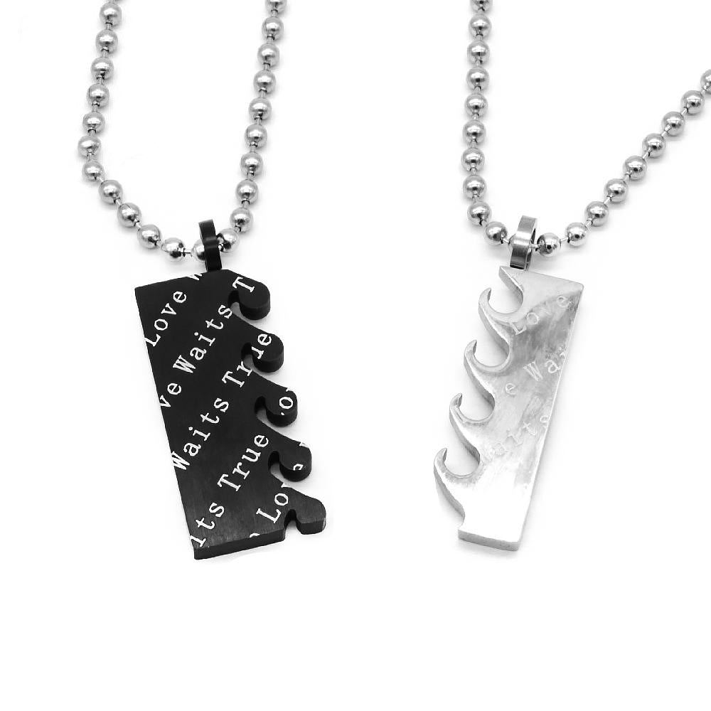 True Love Waits Couple Stainless Steel Necklace Set | SilverWorks