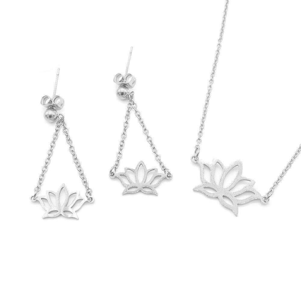 Sasa Lotus Stainless Steel Jewelry Set | SilverWorks