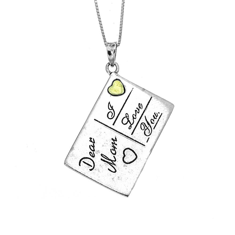 Square Plate pendant with Dear Mom, I Love You 925 Sterling Silver Necklace Philippines | Silverworks