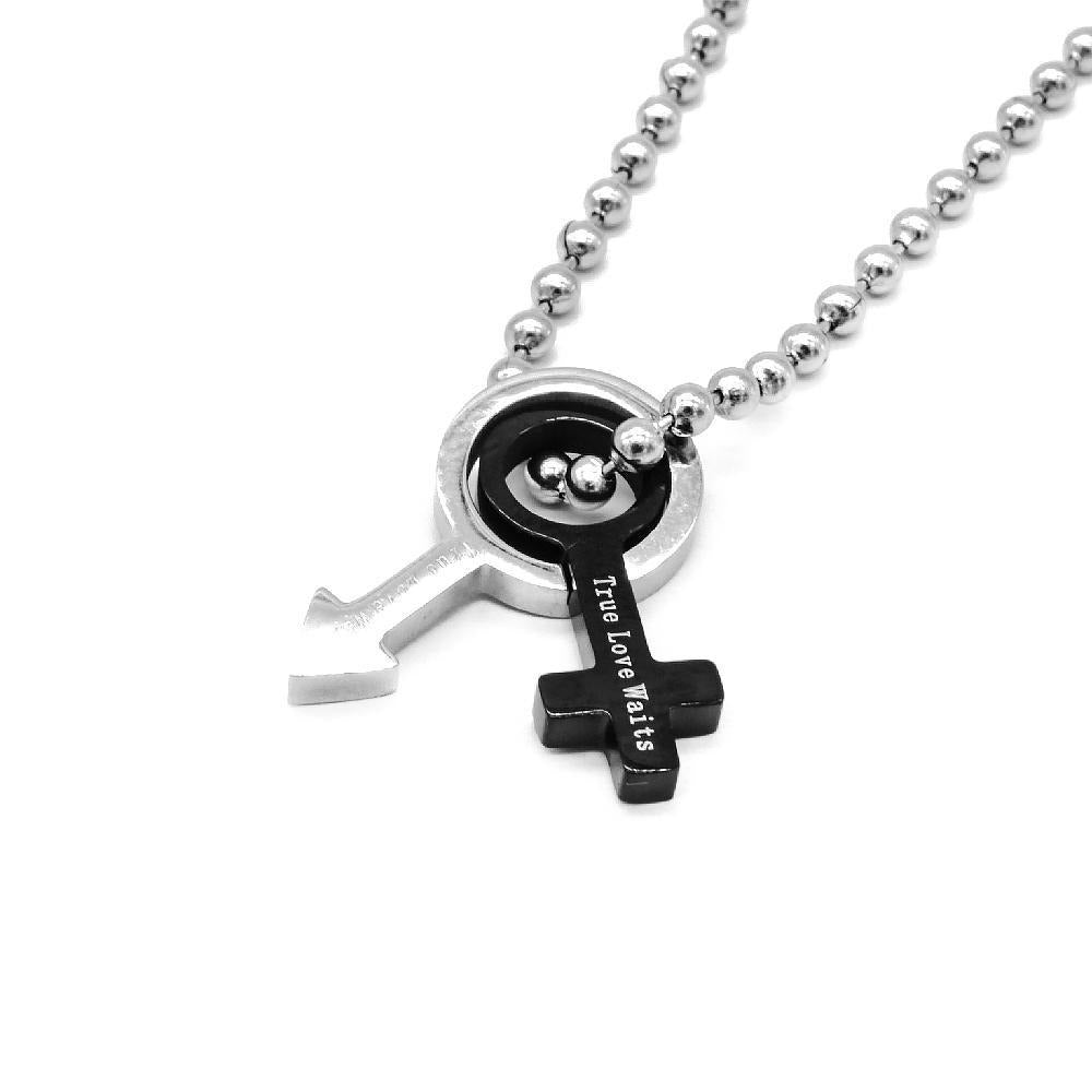 Couple True Love Waits Gender Symbol Stainless Steel Necklace | SilverWorks