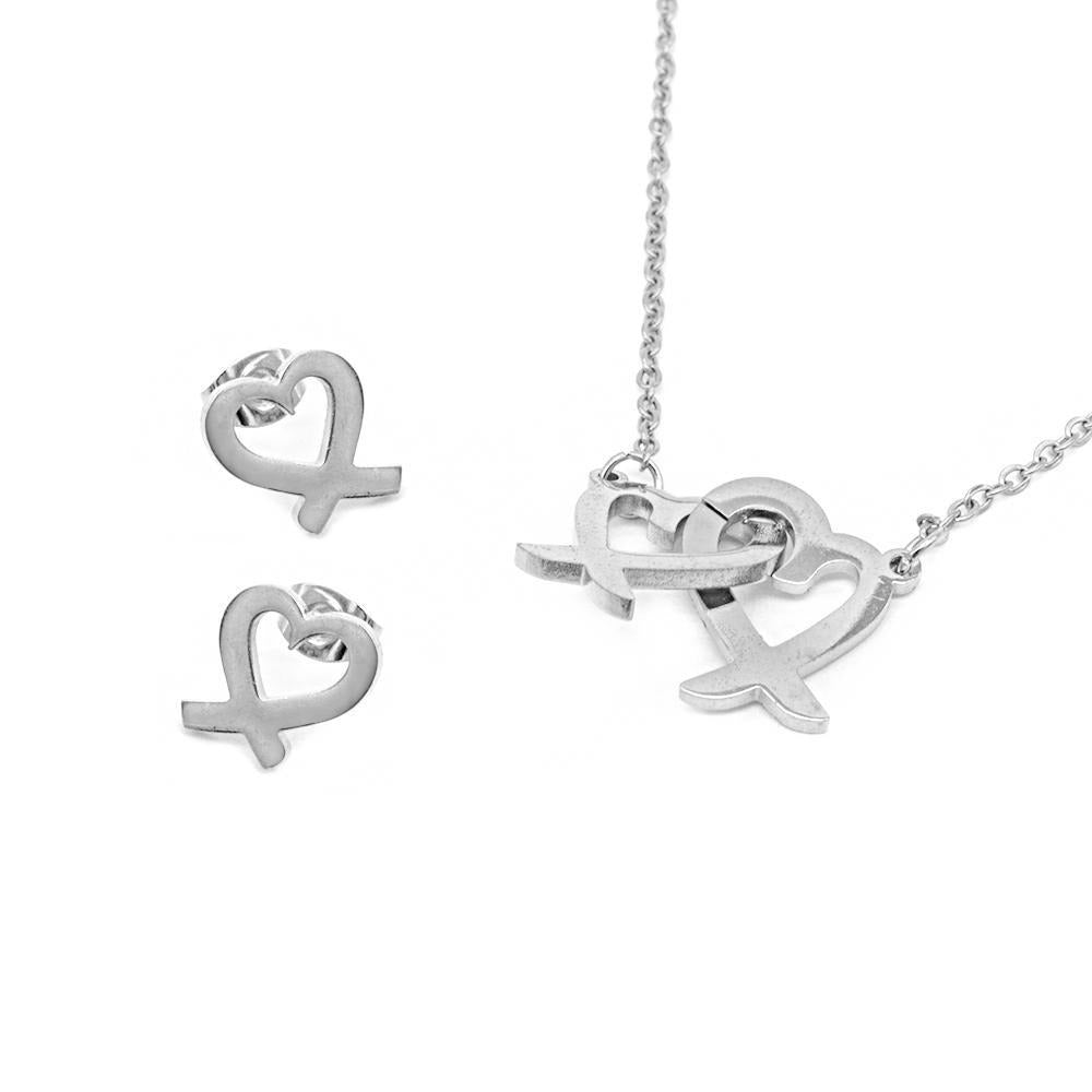 Intertwined Heart Earrings and Necklace Set Stainless Steel Hypoallergenic Jewelry Set Philippines | Silverworks